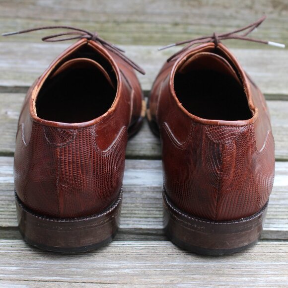 Daniele Ferradini Brown Genuine Lizard Cap Toe, Men's 7.5 M, Made in Italy, EUC - Picture 8 of 15